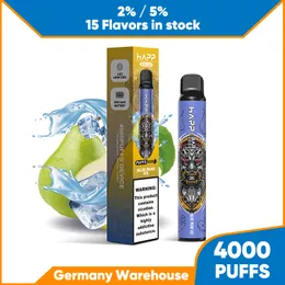 EU Warehouse E-Zigarette 4k 4000 Puffs Einweg-Vape-Stift Beliebtes Design in Deutschland Große Kapazität 15 gemischte Fruchtgeschmacksrichtungen Schnelle Lieferung Vape-Bar