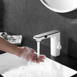 Badrumsvaskar kranar mässing svart silver grå smart lcd led daul sensor touch kall mixer kranar kran automatisk lyxvatten ta