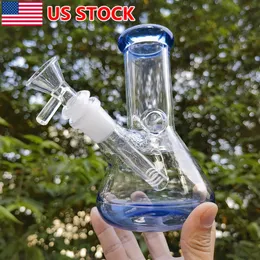 6 inch Hookah Water Pipe Heavy Glass Bong Smoking Pipes Bubbler W/ 14mm Bowl