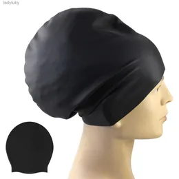 Toucas de natação Mulheres Homens Não Deslizamento Durável Cabelo Longo Dreadlocks Tece Adulto Confortável Stretchable Swim Cap Cachos Afros Tranças WaterproofL240125