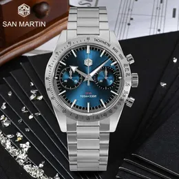Inne zegarki San Martin Vintage Luksusowe Chronograf Mens Es Bgw-9 Sapphire Crystal Seagull ST1901 Ment Nurkowanie mechaniczne nadgarstek