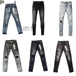 Paarse jeans heren ontwerper voor dames broeken zwarte broeken hoogwaardige kwaliteit borduurwerk quilten gescheurd trend merk vintage broek vouw slank JGLF