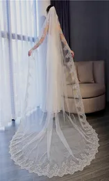 quality long wedding veils white ivory bridal veils soft tulle with floral applique wedding accessories arrival6023759