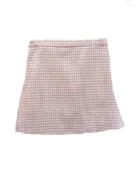 Skirts Pink Plaid Short Half-skirt Fashionable And Exquisite Comfortable Versatile 2024 Fall Winter 1109