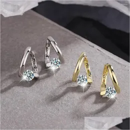 Hoop & Huggie Hoop Earrings Real 1 Carat Round Moissanite Diamond Women 925 Sterling Sier Sparkling Wedding Party Fine Jewelry Drop D Dh9Wn
