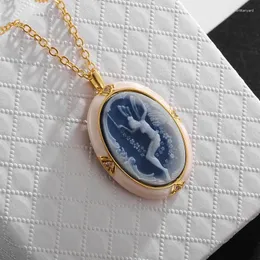 Pendant Necklaces Ladies Dream Butterfly Elf Fairy Cameo Necklace Girls Elegant Fashion Jewelry Gift