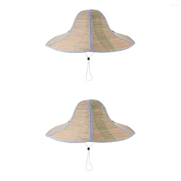 Berets 2 Count Fishing Folding Straw Hat Sun Shade Hats Men Protection Sunhats Woven For Women Foldable Sunshield