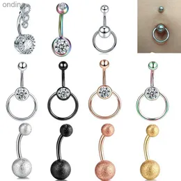 Navel Bell Button Rings 1PC Rhinestone Piercing Navel Rings Stainless Steel Belly Button Ring Navel Piercing Goth Pirsing Ombligo Body Jewelry Wholesale YQ240125