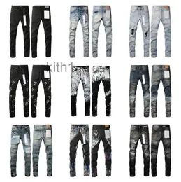 Herren Lila Jeans Designer Gestapelte Lange Hosen Ksubi Ripped High Street Marke Patch Loch Gerade Mode Streetwear Silm GMK4