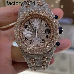 Ap Watch Diamond Moissanite Iced Out può superare il test 10A D24 Movimento da uomo 4130 per Montre De Luxe Mosang Stone Orologi da polso meccanico