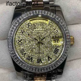 Ap Watch Diamond Moissanit Iced Out Can Pass Test Mens Mechanical Log of Double Row Stone Filling Machine Table Rz1932 Geneva es für Armbanduhren