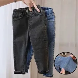 Jeans Kids Boys And Girls Pants Children's Jeans Elastic Slim Fit Small Feet Pants Versatile Long Pants For Middle and Small Children zln240125