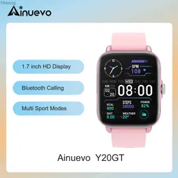 Orologi intelligenti Ainuevo Y20GT Chiamata Bluetooth Smart Watch Display 1.7HD 28+ modalità sportive Impermeabile IP67 Fitness Tracker Smartwatch per donna uomo YQ240125