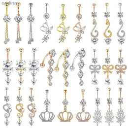 Navel Bell Button Rings Crown Belly Button Ring Angel Wing Belly Piercing Ring Sexy Navel Piercing Bar Flower Belly Bar Navel Piercing Ombligo Dangle YQ240125