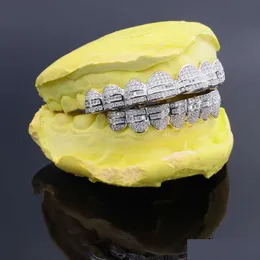 Łańcuchy brzucha Moissanite Grillz Niestandardowa biżuteria Hip Hopu 18k złote zęby Plane niewidoczne z księżniczką 925 Sier VVS Mossanite Drop D Dhrct