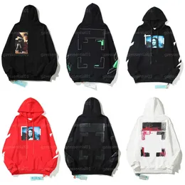 Offes Erkek Hoodie Sweatshirt Beyaz Hoodies Erkekler için Tasarımcı Hoodie Moda Baskı Modaya Düzenli High Street Marka Uzun Kollu Kapşonlu Sleevinghirts Lüks Sonbahar Kapşonlu Siyah