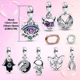 2024 verão novo me hamsa mão mini balançar charme link pulseira ou brincos de argola crânio pingente para colar presente feminino