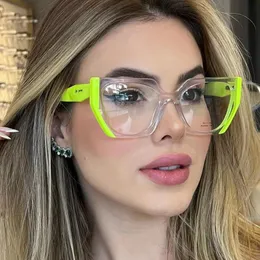 Color blocking cat eye women's anti blue light eyeglass frame fashionable street photo retro flat light mirror trend