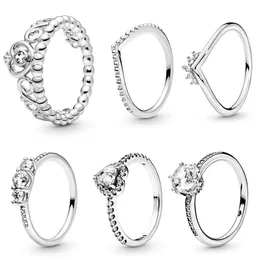 براقة Zircon Princess Ring Crown for Women Women Women Heart Loving Wedding Covels Anniversary Gifts