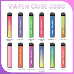 Original Vapen Cube Bar 3000 puffs E-cigarros descartáveis 1000mAh Bateria sem necessidade de carga 8,5ml Vape pré-preenchido Qualidade superior 0% 2% 5% 3Kpuffs Flex Pro xxl Puff Vape