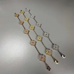 Designer van cl-ap nova versão alta vanke yabao trevo pulseira feminina v ouro cheio de diamante 18k rosa sorte grama cinco flor