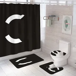 새로운 욕실 폴리 에스테르 방수 샤워 커튼 세트 프린팅 샤워 커튼 욕실 편지 비 슬립 매트 욕실 매트 비 슬립