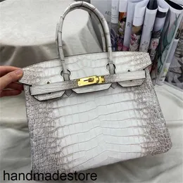 Designer Handbag Platinum Crocodile Women's Bag Leather Luxury 25 Belly Sewn Wax Line 30 Tide