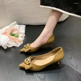 Abendschuhe, die modische, mit Absätzen versehene, einzelne Frühlings-, klassische, mit Metall verzierte Stilettos, sanfte, flache Öffnung für Damen verkaufen