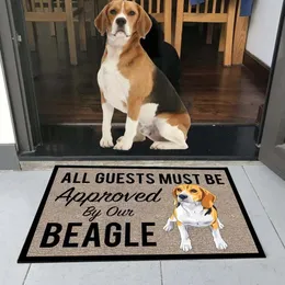 Kalligrafi cloocl Alla gäster måste godkännas av vår Beagles Doormat 3D -tryck Pet Dog Doormat Non Slip Floor Mat Decor Porch Drop Shipping