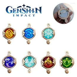 브로치 게임 Genshin Impact Cosplay Fontaine God Brooch Props Pendant Alloy Lapel Lapel Luminous Badpack 액세서리 선물의 비전