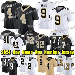 #4 Derek Carr Football Jersey #41 Alvin Kamara Taysom Hill Cesar Ruiz Jameis Winston Chris Olave Tyrann Mathieu Drew Brees Michael Thomas 이름 모든 이름 Jerseys