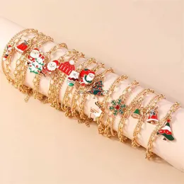 Corrente moda pulseira de natal ornamentos árvore de natal sino veados santa floco de neve pulseiras para mulheres homens ano novo jóias presentesl24