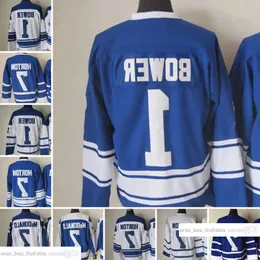 1917-1999 فيلم Retro CCM Hockey Jersey Embroidery 1 Johnny Bower 7 Tim Horton Men Vintage Jerseys White Blue Green 81