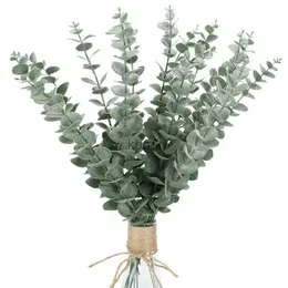 Faux Floral Greenery 10 Pcs Eucalipto Artificial Planta Bouquet Quarto Home Room Decor Flores Falsas Jardim Decoração de Casamento Vaso Ao Ar Livre Ornamento YQ240125