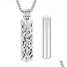Hänge halsband kremering smycken urn halsband för aska hänge med ihålig glasflaskor cylinder minnesminnesvarhållare wo dheab