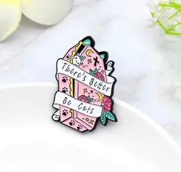 Pink Cat Coffin There039s Better Be Cats Enamel Lapel Pins Banner Brooches Badges Whole Pin Lovely Jewelry Spille Brosche1808746