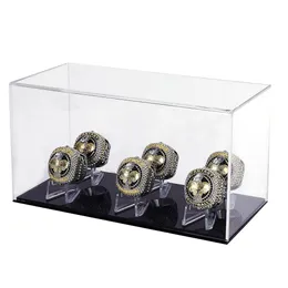 Caixas de jóias 6 Slot Championship Ring Display Case Caixa Beisebol Basquete Softball Hóquei Torneio High School College Sport Rin Otmyh