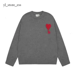 Amis Designer Sweater Qualidade Original Moda Amis Sweater Marca Love Amis Paris Homens e Mulheres Casais Clássico Amis Pull Jacquard Big Love Round 4406