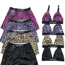 Леопардовый принт женский слинг жилет шорты купальники костюмы дизайнерские бикини спортивный бюстгальтер комплекты из 2 предметов модная сексуальная йога W 62