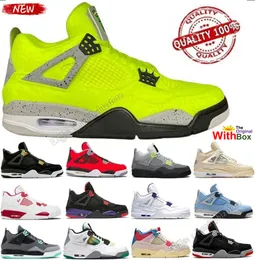 Limited Maior Qualidade Fluorescente Verde Tênis Tagz 4 Sapatos de Basquete Wahlburgers Sail Criado Fogo Vermelho Thunder Taupe Haze 14s Flint Cinza A Ma Manieres Sapatilhas