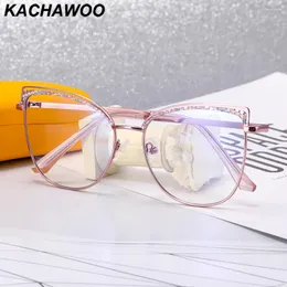 Sonnenbrille Kachawoo Damen Cat Eye Brillengestell Blaues Licht blockierende Metallbrille Weibliche Dekoration Europäischer Stil Geburtstagsgeschenke Lila