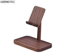 جهاز الكمبيوتر اللوحي يقف Lizengtec Wooden Tablet حامل الهاتف المحمول Walnut Beech Wood ضمن 10.1 بوصة YQ240125