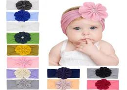 Детские повязки на голову, нейлоновая повязка для волос с цветочным узором для девочек, сплошной цвет, детский тюрбан, эластичные детские головные уборы, аксессуары для волос, 12 цветов DW55856378021