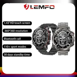 Smart Watches Lemfo Smart Watch Men Women Ak56 Спортивные режимы 400mah Health Monitor Bluetooth Call Smart Wwatch 2023 1,43 дюйма HD 360*360 YQ240125