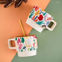 Tassen Cartoon Farbe Malerei Keramik Milch Kaffeetasse Wasser Getränk Tee Frühstück Becher Valentinstag Jahrestagsgeschenk