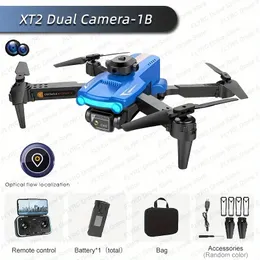 XT2 Mavi Optik Akış Konumlandırma HD Çift Kameralı Uzaktan Kumanda Drone 1/2/3 Piller Dört taraflı Akıllı Engel Kaçınma 360 ° Stunt Flip Yörünge Uçuşu.