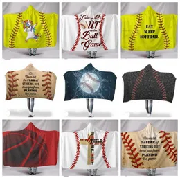 Бейсбольные одеяла с капюшоном Спортивное одеяло из шерпа Игровое одеяло Мягкий халат для детей и взрослых Софтбол Баскетбольный мяч с принтом 24 дизайна 9247465