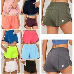 Lu-2027 marca das mulheres roupas de yoga cintura alta shorts exercício calças curtas fitness wear meninas correndo elástico adulto roupas esportivas 16