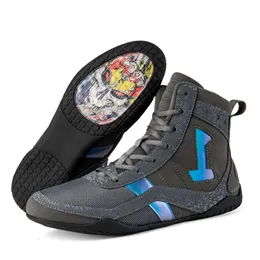 Sapatos de boxe femininos masculinos de cano alto, tênis de luta profissional, sapatos de luta livre antiderrapantes para jovens