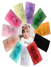 Baby Girl Headbands Szyfonowa flannelett kwiat Dzieci maluch Bow Fairband Nylon Big Floral Elastic Hair Bands Piękne akcesoria3896803